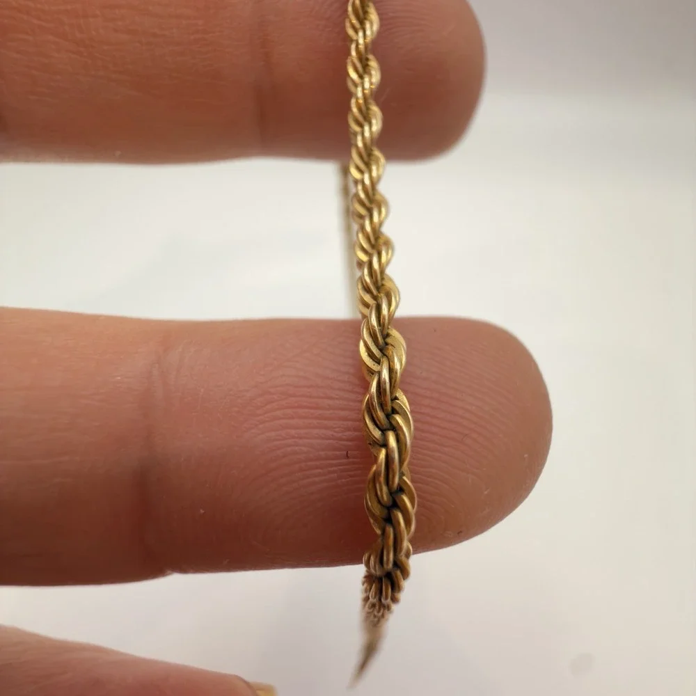 Vintage Yellow Gold Filled Rope Chain Link Bracelet 7